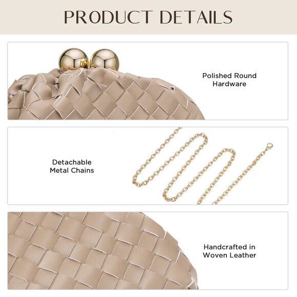 Dumpling Woven Clutch for Formal Events - Picture 7 of 7